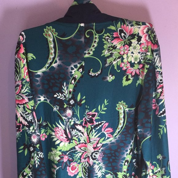 Large Deep Teal/Green Floral Tunic XL - Picture 3 of 16